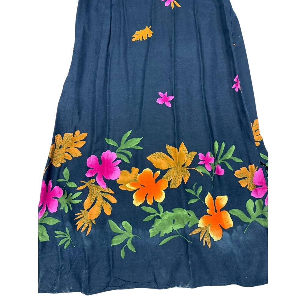 Black Floral Halter Mini Dress with Bright Floral Print - Picture 6 of 9